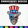 Image of Patriotic Skull Uncle Sam Hat Embroidery Design