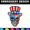 Image of Patriotic Skull Uncle Sam Hat Embroidery Design