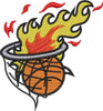 Image of Basketball in Hoop Embroidery Design - Embroidstock