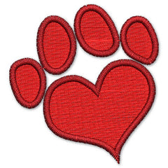 Dog Paw Love Heart Embroidery Design