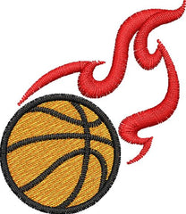Basketball with Flames Embroidery Design - Embroidstock