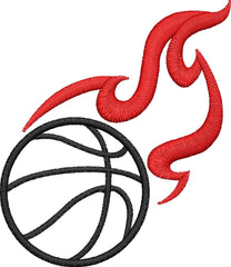 Basketball with Flames Embroidery Design