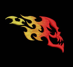 Skull with Flames - Embroidstock