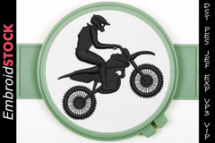 Motorcycle Racing Dirt Bike Embroidery Design - Embroidstock