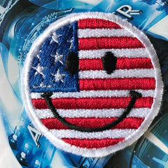 Happy Face Emoji US Flag Embroidery Design
