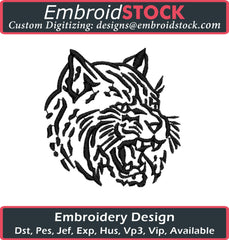 Fierce Bob Cat Embroidery Design - Embroidstock