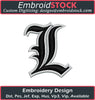 Image of Old English Letter L Puff Embroidery Design - Embroidstock