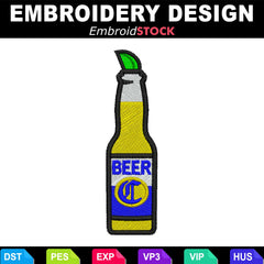 Beer Bottle with Lime Embroidery Design