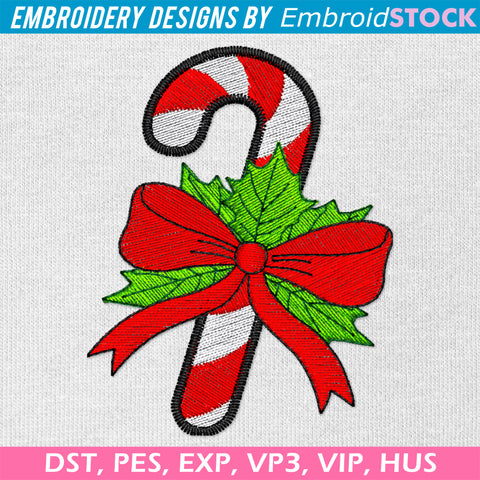 Candy Cane Embroidery Design