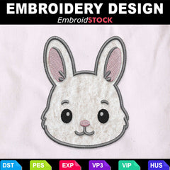Cute Bunny Emoji Face Appliqué Embroidery Design