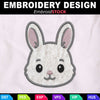 Image of Cute Bunny Emoji Face Appliqué Embroidery Design