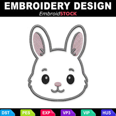 Cute Bunny Emoji Face Appliqué Embroidery Design