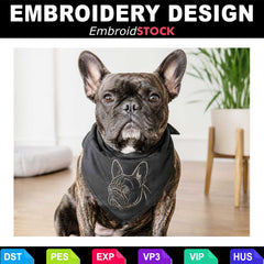 French Bulldog Embroidery Design – Machine Embroidery File Download