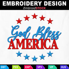 God Bless American Embroidery Design