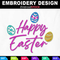 Happy Easter Embroidery Design