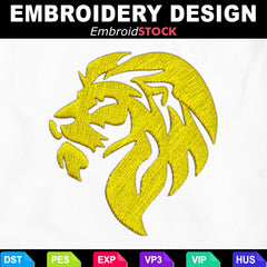 Golden Lion Head Embroidery Design