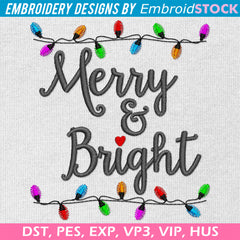 Merry & Bright Christmas Embroidery Design