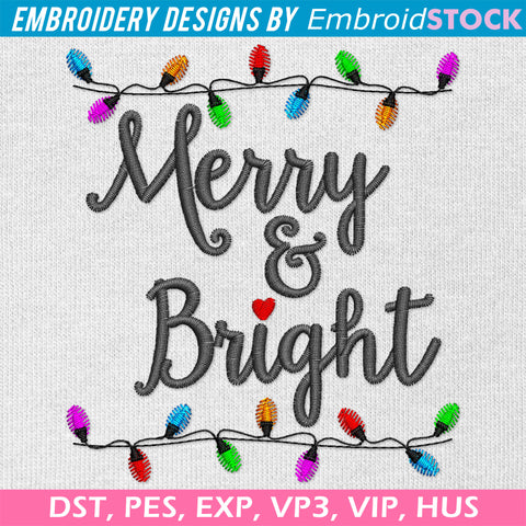 Merry & Bright Christmas Embroidery Design