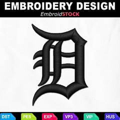 Old English Letter D Embroidery Design