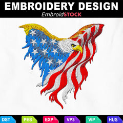 Patriotic Bald Eagle Embroidery Design