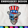 Image of Patriotic Skull Uncle Sam Hat Embroidery Design