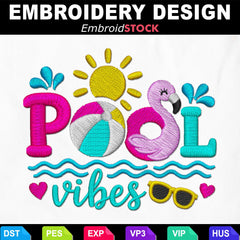 Pool Vibes Embroidery Design