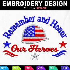 Remember and Honor Embroidery Design
