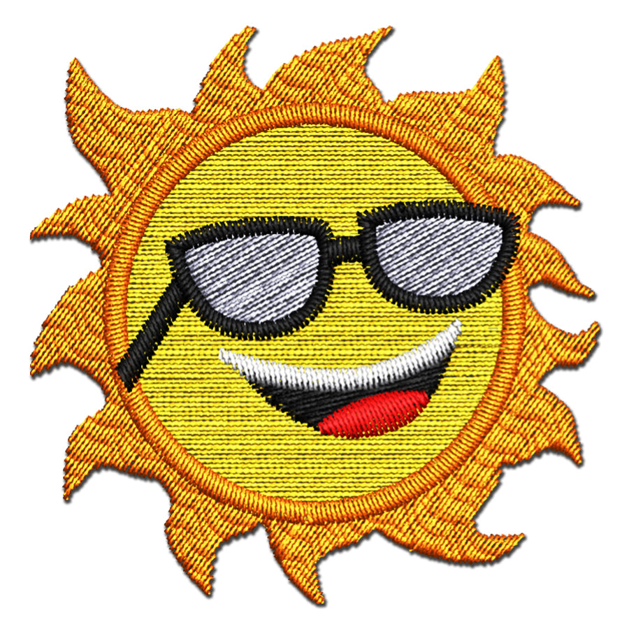Sunny Days - Smiling Sun With Glasses Embroidery Design
