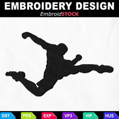 Soccer Player Silhouette Embroidery Design
