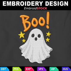 Spooky Ghost Happy Halloween Embroidery Design