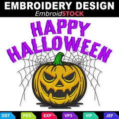 Spooky Halloween Pumpkin Embroidery Design