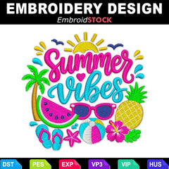 Summer Vibes Embroidery Design