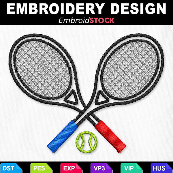 Tennis Rackets Logo Embroidery Design – Embroidstock