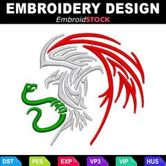 Mexican Eagle Tri Color Tribal Aztec Pattern Embroidery Design