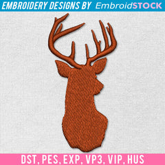 Deer Buck Head Silhouette Embroidery Design