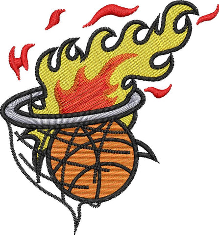 Basketball in Hoop Embroidery Design - Embroidstock