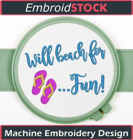 Will Beach For Fun - Embroidstock
