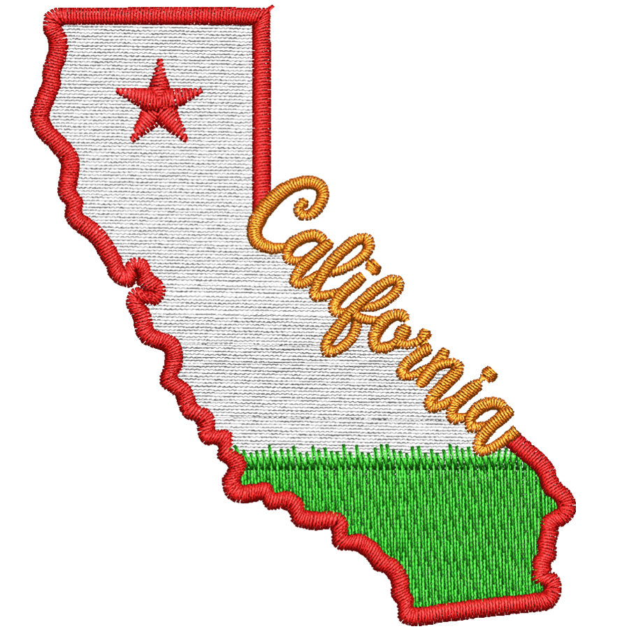 California State Map Filled Embroidery Design