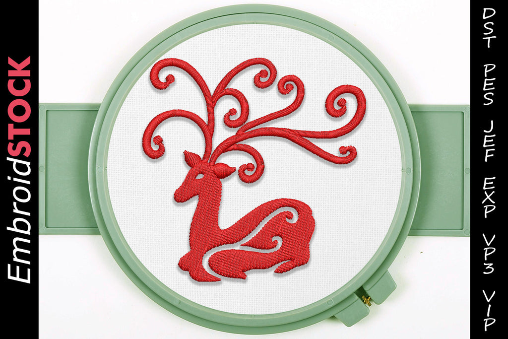 Holiday Deer Embroidery Design - Embroidstock