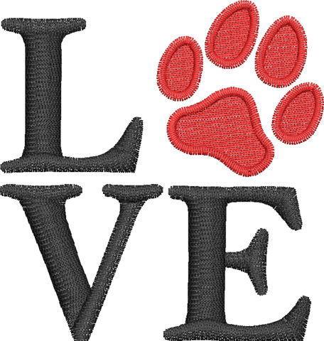 Love Dog Paw Embroidery Design