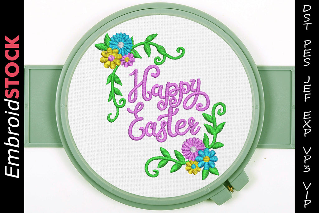 Happy Easter Embroidery Design - Embroidstock