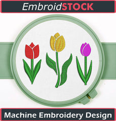 Tulips Embroidery Design - Embroidstock