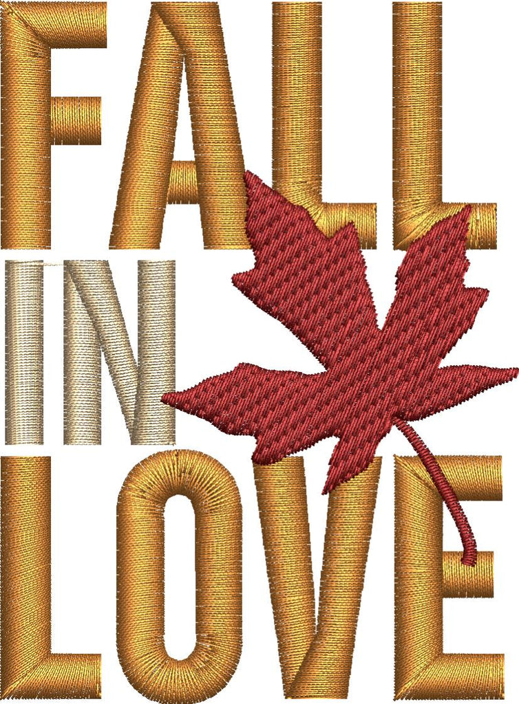 Fall In Love Embroidery Design - Embroidstock
