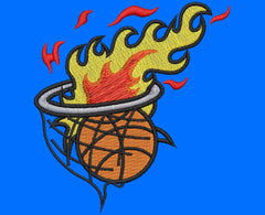 Basketball in Hoop Embroidery Design
