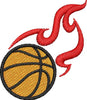 Image of Basketball with Flames Embroidery Design - Embroidstock