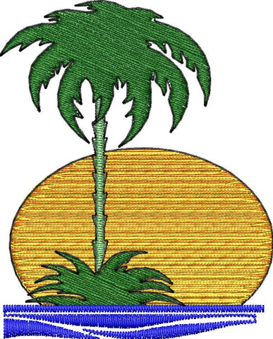 Palm Tree Sunset Embroidery Design - Embroidstock