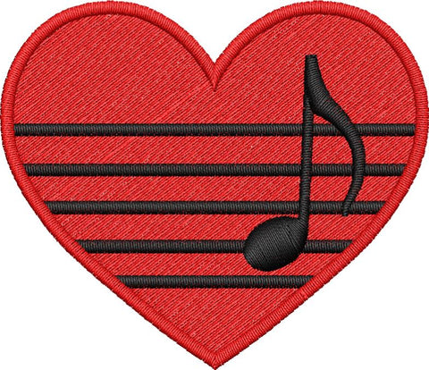 Musical Heart Embroidery Design - Embroidstock