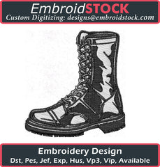 Combat Boot Embroidery Design - Embroidstock