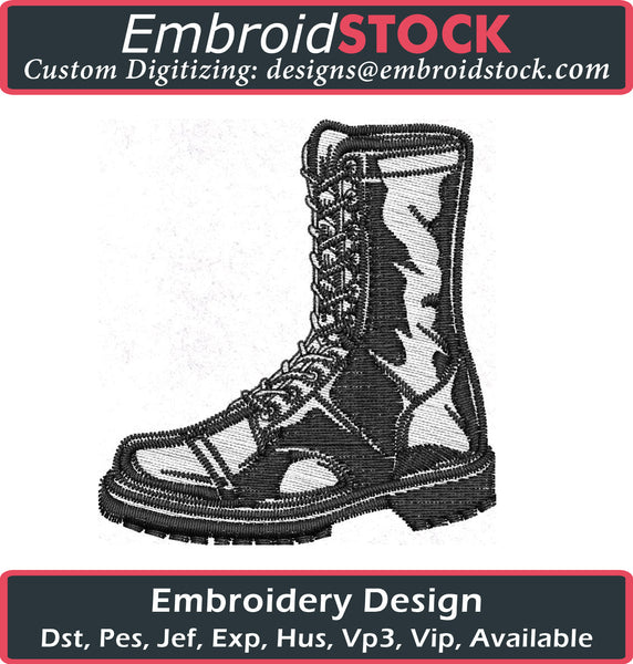 Combat Boot Embroidery Design – Embroidstock