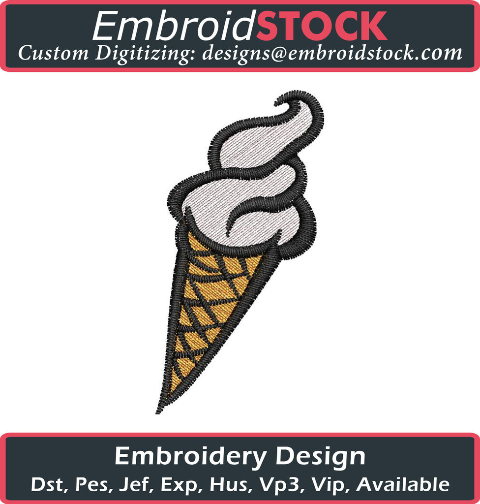 Vanilla Cream Cone Embroidery Design - Embroidstock
